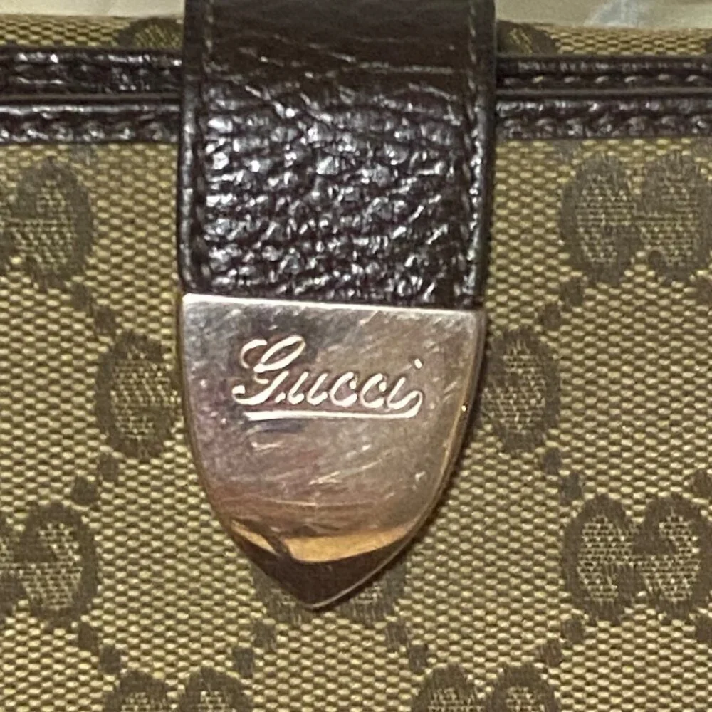 Gucci GG Coated Canvas Leather Continental Bifold Wallet in Tan Brown with Chain - Picture 3 of 10